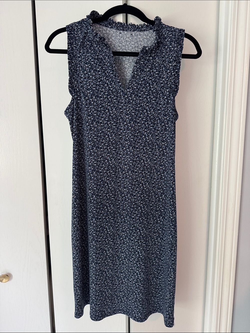 Michael Kors Navy and White Sleeveless Knee Length Dress